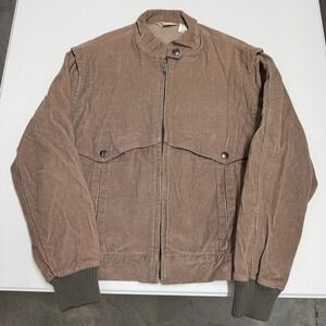 Oakbrook Corduroy Bomber Jacket Mens M Tan Excellent Vintage Zip Up Japan Made